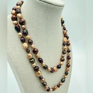 Honora Genuine Baroque Pearl Necklace 36” Sterling Silver 925 Signed